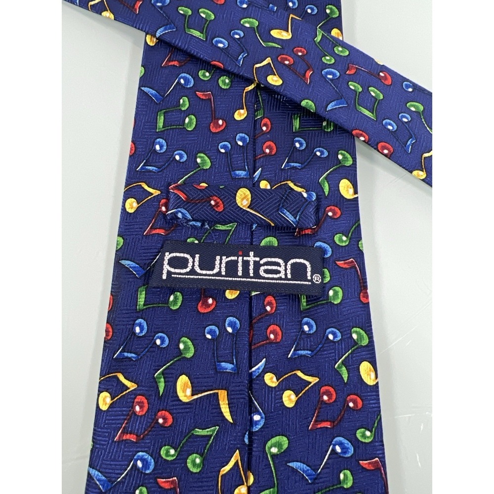 Puritan Silk Music Note Tie Blue Novelty Teacher Band Choir‎ Gift - Picture 5 of 6